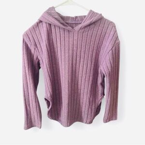 Target Girls Mauve Ribbed Knit Hoodie Sweater Size 11/12 Long Sleeve Hooded Top